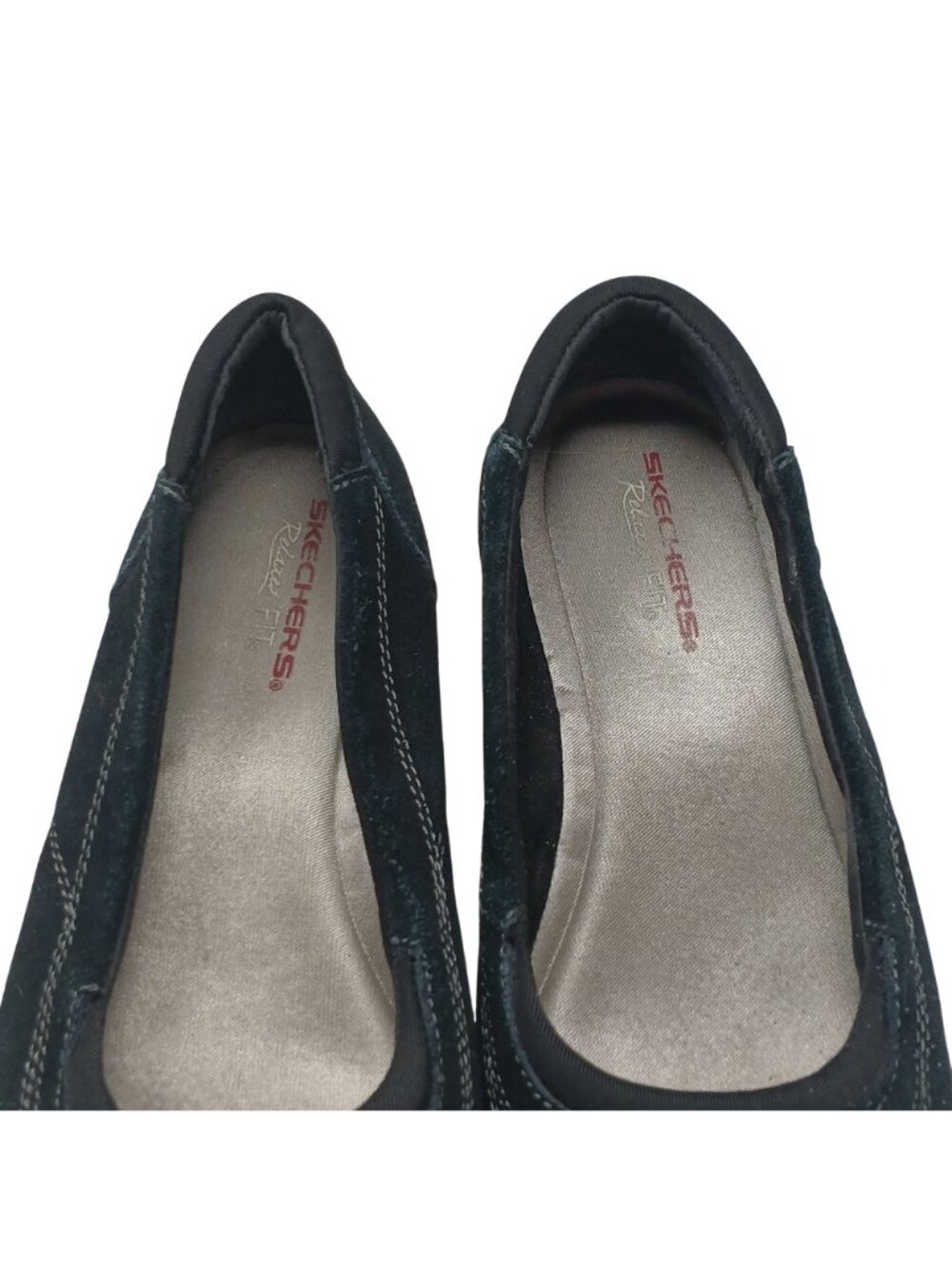Skechers Relaxed Fit Black Suede Slip-On Womens Flats Size 9 Comfort Shoes #7-9 - Picture 8 of 13